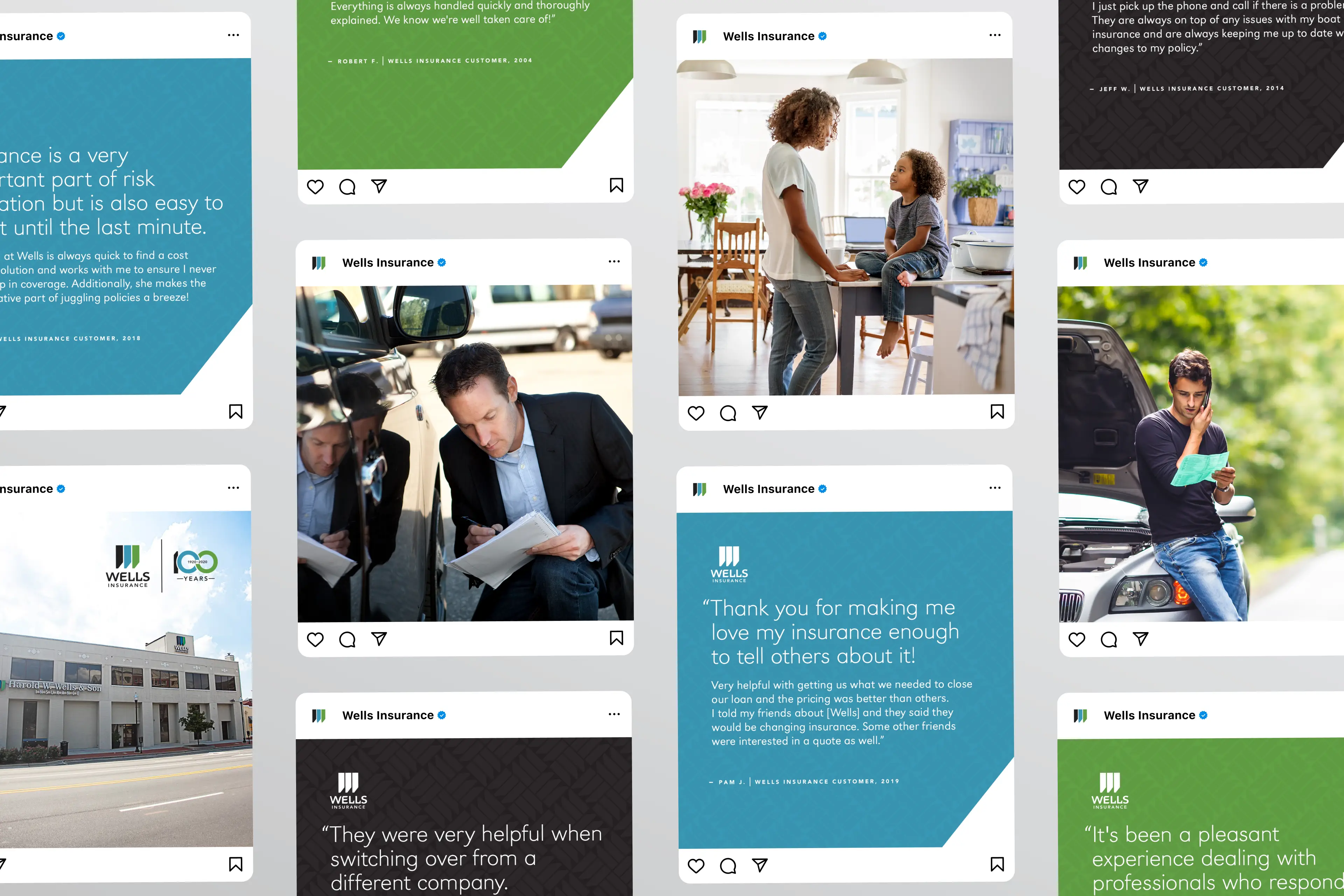 wells-insurance-centennial-campaign-social-media-marketing-posts