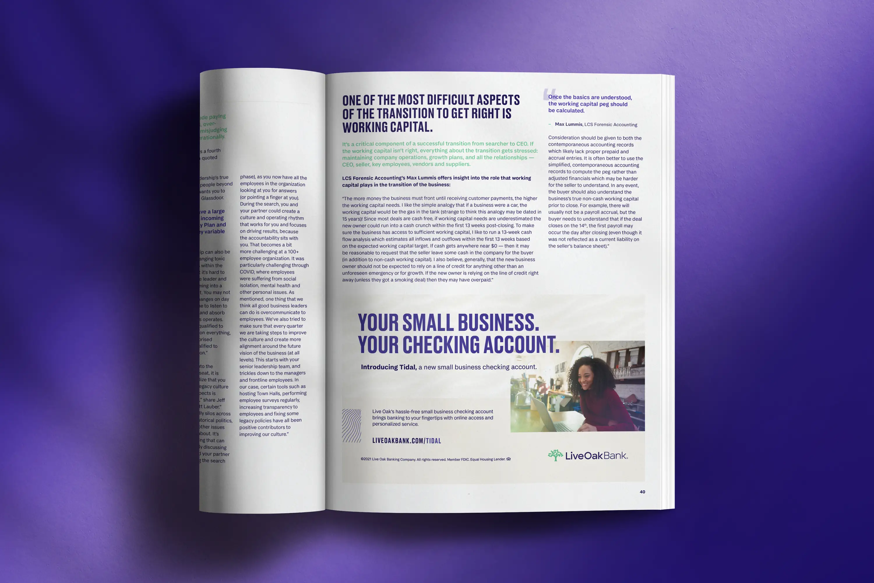 live-oak-bank-tidal-small-business-checking-campaign-greater-wilmington-business-journal-book-on-business-half-page-print-ad